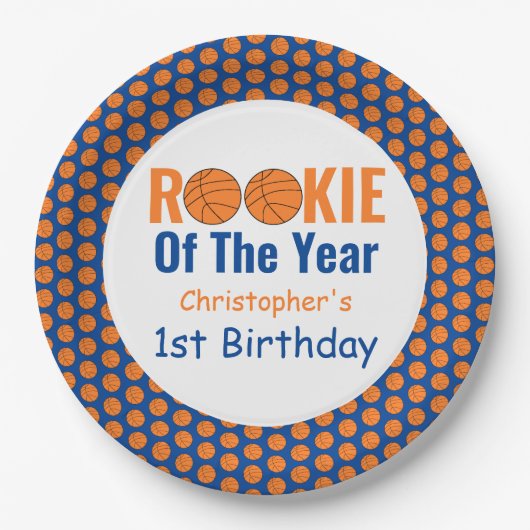 Rookie Basketball 1. Geburtstag Pappteller (Vorderseite)