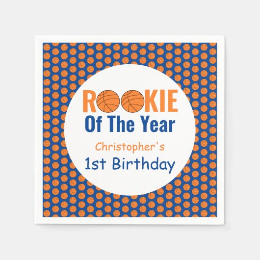 Rookie Basketball 1. Geburtstag Serviette (Vorderseite)