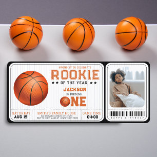 Rookie des 1. Geburtstags Basketball-Foto Einladung