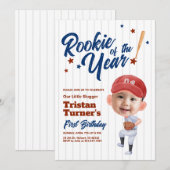 Rookie des 1. Geburtstags Einladung Foto (Vorne/Hinten)