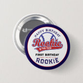 Rookie des 1. Geburtstagsbaseballs Button (Vorne & Hinten)