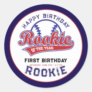 Rookie des 1. Geburtstagsbaseballs Runder Aufkleber