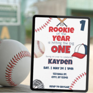 Rookie des ersten Geburtstags Baseball-Party Einladung