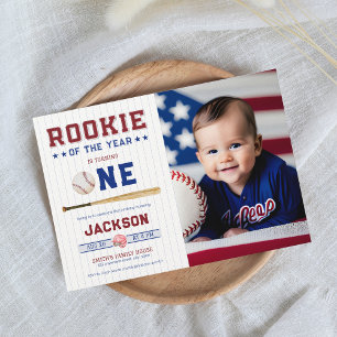 Rookie des Jahres 1. Geburtstag Baseball Einladung