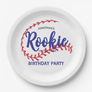 Rookie des Jahres 1. Geburtstag Baseball Pappteller