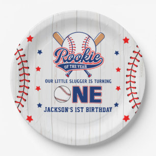 Rookie des Jahres 1. Geburtstag Baseball Pappteller