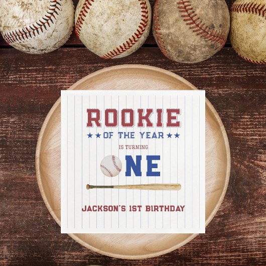 Rookie des Jahres 1. Geburtstag Baseball Serviette