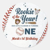 Rookie des Jahres 1. Geburtstag Baseball Sticker (Vorderseite)
