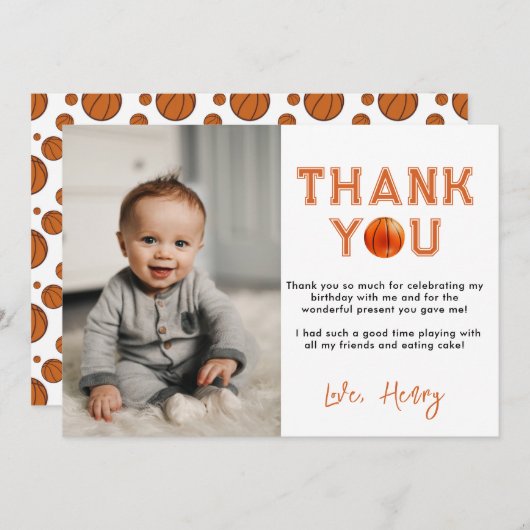 Rookie des Jahres 1. Geburtstag Basketball Dankeskarte (Vorne/Hinten)