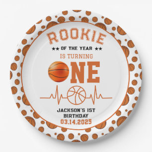 Rookie des Jahres 1. Geburtstag Basketball Pappteller