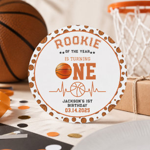 Rookie des Jahres 1. Geburtstag Basketball Runder Aufkleber