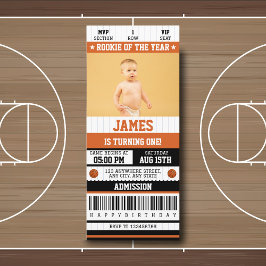Rookie des Jahres 1. Geburtstag Basketball Ticket Einladung