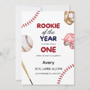 Rookie des Jahres Baseball 1. Geburtstag Einladung