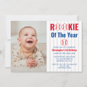 Rookie des Jahres Baseball 1. Geburtstag Einladung (Vorderseite)