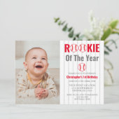 Rookie des Jahres Baseball 1. Geburtstag Einladung (Stehend Vorderseite)