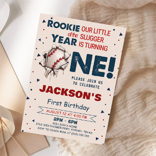 Rookie des Jahres Baseball 1. Geburtstag Einladung