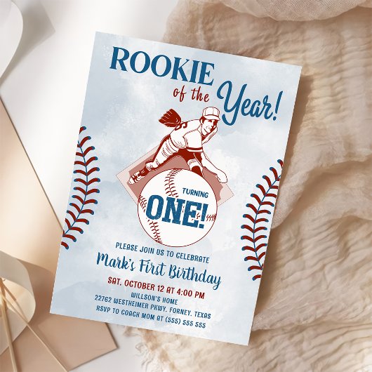 Rookie des Jahres Baseball 1. Geburtstag Einladung