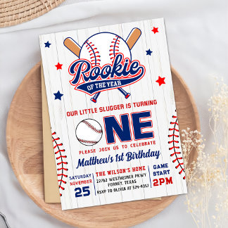 Rookie des Jahres Baseball 1. Geburtstag Einladung