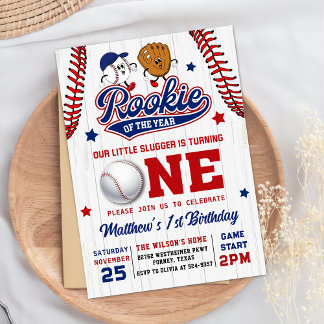 Rookie des Jahres Baseball 1. Geburtstag Einladung