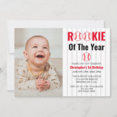 Rookie des Jahres Baseball 1. Geburtstag Einladung (Vorderseite)