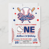Rookie des Jahres Baseball 1. Geburtstag Einladung (Vorderseite)