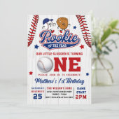 Rookie des Jahres Baseball 1. Geburtstag Foto Einladung (Stehend Vorderseite)