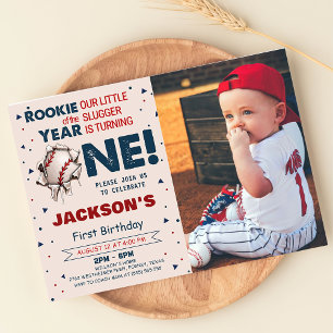Rookie des Jahres Baseball 1. Geburtstag Foto Einladung
