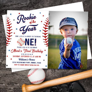 Rookie des Jahres Baseball 1. Geburtstag Foto Einladung