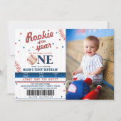 Rookie des Jahres Baseball 1. Geburtstag Foto Einladung (Vorderseite)