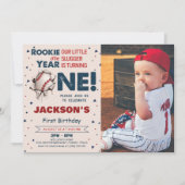 Rookie des Jahres Baseball 1. Geburtstag Foto Einladung (Vorderseite)