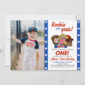 Rookie des Jahres Baseball 1. Geburtstag Foto Einladung (Vorderseite)