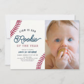 Rookie des Jahres Baseball 1. Geburtstag Foto Einladung (Vorderseite)