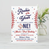 Rookie des Jahres Baseball 1. Geburtstag Foto Einladung (Stehend Vorderseite)