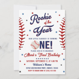 Rookie des Jahres Baseball 1. Geburtstag Foto Einladung