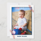 Rookie des Jahres Baseball 1. Geburtstag Foto Einladung (Rückseite)