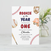 Rookie des Jahres Baseball 1. Sportgeburtstag Einladung (Stehend Vorderseite)