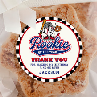 Rookie des Jahres Baseball Custom Geburtstagsparte Runder Aufkleber