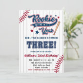 Rookie des Jahres Baseball Dritter 3. Geburtstag Einladung (Stehend Vorderseite)