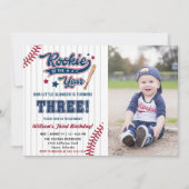 Rookie des Jahres Baseball Dritter 3. Geburtstag Einladung (Vorderseite)