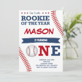 Rookie des Jahres Baseball Einladung zum Geburtsta (Stehend Vorderseite)