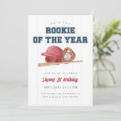 Rookie des Jahres Baseball Erster Geburtstag Einladung (Stehend Vorderseite)