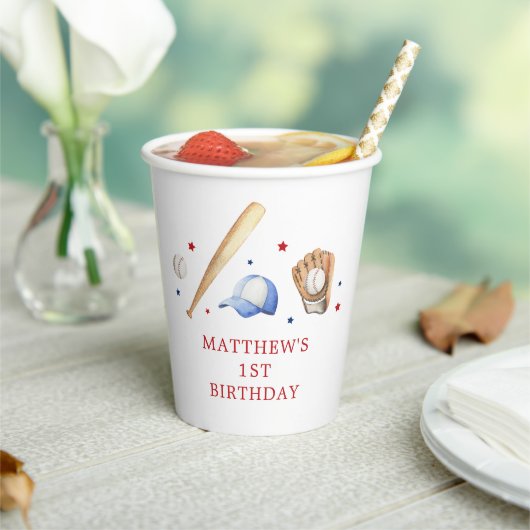 Rookie des Jahres Baseball Erster Geburtstag Pappbecher (In Situ)