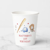 Rookie des Jahres Baseball Erster Geburtstag Pappbecher (Rückseite)