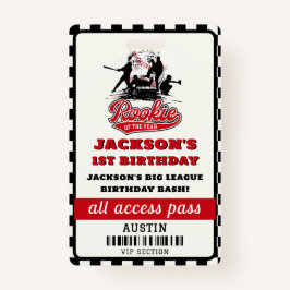 Rookie des Jahres Baseball Geburtstagsparty Ausweis