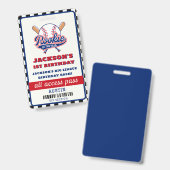 Rookie des Jahres Baseball Geburtstagsparty Ausweis (Vorder- & Rückseite)