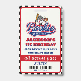 Rookie des Jahres Baseball Geburtstagsparty Ausweis