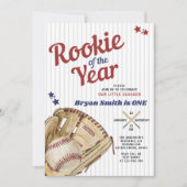 Rookie des Jahres Baseball Junge ersten Geburtstag Einladung (Vorderseite)