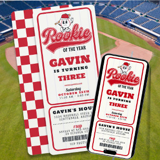 Rookie des Jahres Baseball Ticket Custom Geburtsta Einladung