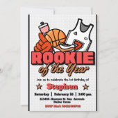 Rookie des Jahres - Boy First Birthday Basketball Einladung (Vorderseite)