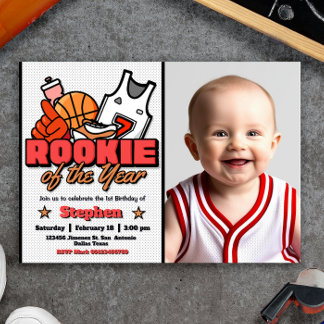 Rookie des Jahres - Boy First Birthday Basketball Einladung